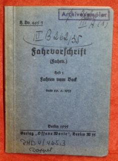 ORVO Dienstvorschrift H.Dv. 465/3 Fahrvorschrift, Heft 3 Fahren vom