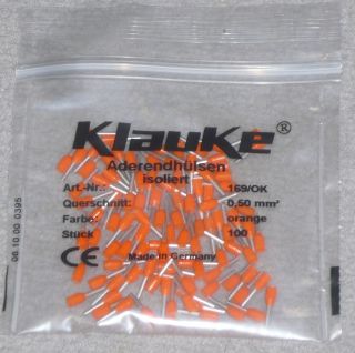 400 Stück Klauke 469/OK Aderendhülsen orange 0,50 qmm isoliert