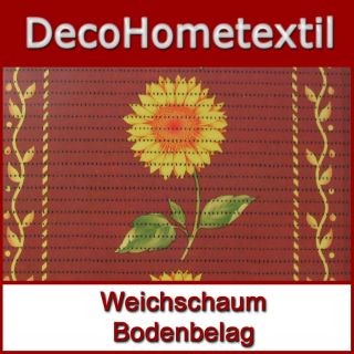 Weichschaummatte Bodenbelag Bad Küche Blumen Rot Gelb 485 3