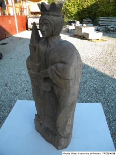 HL. BARBARA 80 cm Holz Skulptur Plastik Holzfigur urige Schnitzarbeit