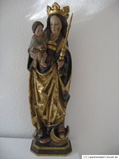 Grosse alte Holzfigur / Skulptur  Madonna mit Kind  Holz mit Gips