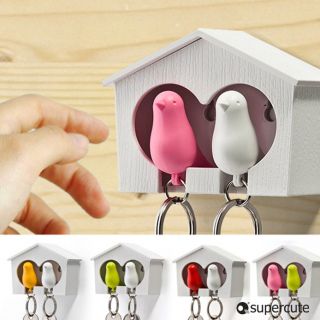DUO Sparrow Key Ring with Birdhouse Keychain Gadget for Home