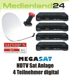 Teilnehmer HDTV Sat Anlage 4x Megasat HD 500 0,1dB LNB
