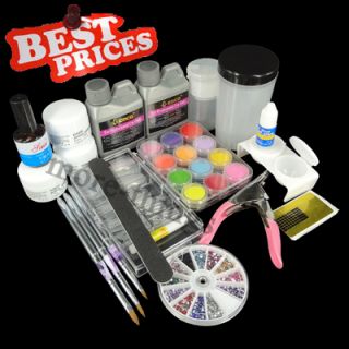 Nail Art Profi Set Flüssigkeit + Powder Tipps Acryl Kits # 499