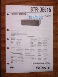 Service Manual Sony STR DE515 Receiver,ORIGINAL