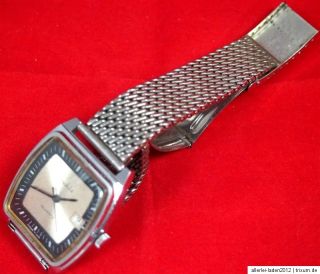 Quartz Ruhla Armbanduhr Datum Datumanzeige Uhr DDR Metallband