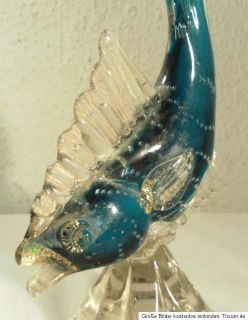 edle MURANO FISCH SKULPTUR   25cm groß blaues Glas Glaskunst Figur