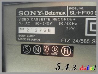 Sony SL HF100EC Videorecorder Betamax Video schwarz & Fernbedienung