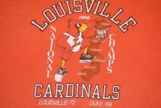 vintage 1986 paper thin louisville cardinals 50/50 very soft t shirt t