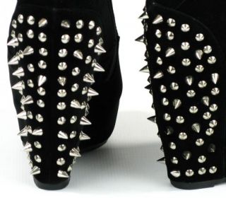 Schuhe Wildleder Damen mit Spikes Nieten Keilabsatz Stiefeletten