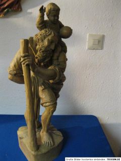 Große Holzfigur Schnitzerei St. Christophorus Hl. Heiliger geschnitzt
