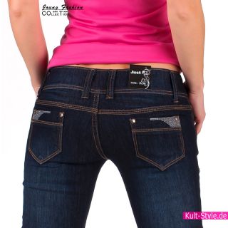 Jeans STRETCH Hose Sexy breiter Bund Dark BLUE 34 42 NEU #548