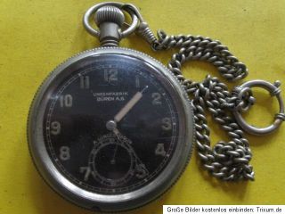 Büren AG Taschenuhr 5,5cm läuft +Kette Berlin Militär automobil Uhr