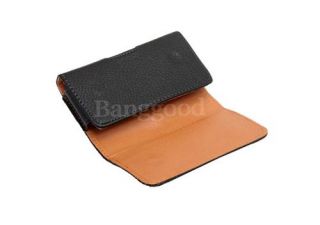 Black Magnetic Belt Clip Holster PU Leather Pouch Case Cover For