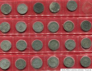 Konvolut Sammlung 38 Münzen Drittes Reich 5 + 10 Reichspfennig 1940