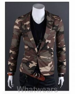 Herren Cool Tarnung Camo Camouflage Ein Knopf slimfit Jacke Anzug