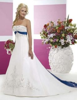 Ballkleid Weiss Blau Brautkleid Hochzeitskleid auf Lager Gr 32 34 36