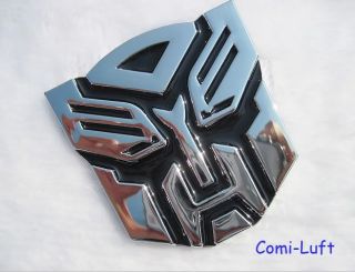 Neu Auto Aufkleber Chrom Emblem Transformers Silber & Schwarz 3D