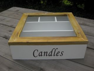 Candles Box aus Holz mit 5 Fächern *Shabby Chic*