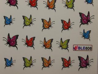 Nail Art Sticker Tattoo One Stroke BLE 606 Schmetterlinge