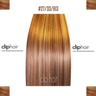 20 CLIP IN HUMAN HAIR EXTENSIONS,BLONDE MIX  27/33/613