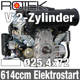 Benzinmotor 614ccm 15kW Kleinmotor 2 Zyl Elektrostart 25 4mm Welle 2