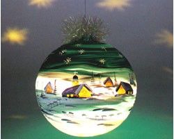 Elektrisch Beleuchtete Weihnachtskugel 19 cm von Hand bemalt