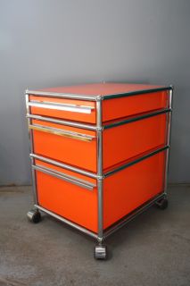 USM Haller Rollcontainer Container orange 3 Schubladen