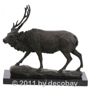 Kapitaler Hirsch Bronze Skulptur Signatur Naturgetreues grossen Hirsch