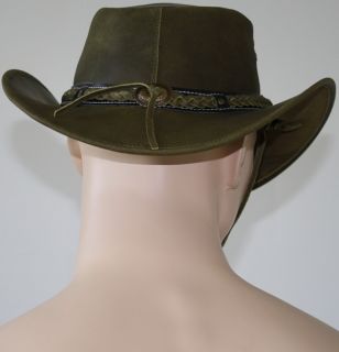 Jagdhut Jägerhut Hunting Cowboy aus Leder in der Farbe Jagdgrün