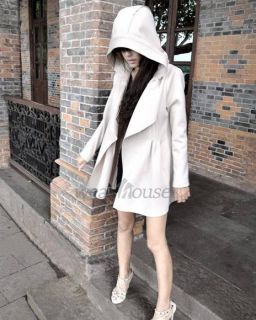 Cool Womens Ruffle Hooded Cotton Trench Coats 2 colors