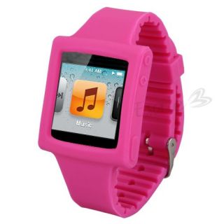 Pink Uhrenarmband Case Tasche Silikon für iPod nano 6 Gen 6G