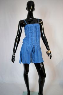 Vintage Bandeau Träger Kleid geknöpft,Rüschen,Knöpfe,Hippie Boho