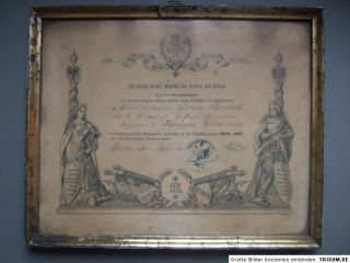 Alte Original Urkunde Kriegs Denkmünze Combattanten1871 Orden