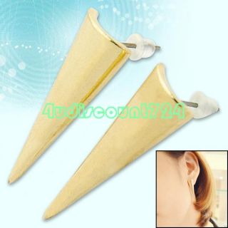 Ladys Vintage Gold Tone Pyramid Triangle Earrings Studs Body Piercing