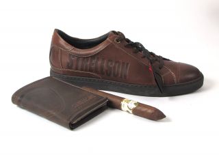 Strellson Herren Schuhe 42 Sneaker Leder Tabaco UVP129€
