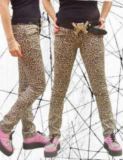 Jeans Hose Stretch Leoparden Muster Emo Punk Rock Gr. 42
