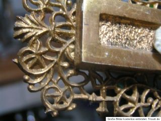SEHR altes KRUZIFIX Kreuz Goldgeflecht Holz Porzellan ALTAR Frankreich