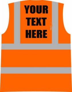 Personalised Printed Orange Hi Viz High Vis Visibility Safety Vest