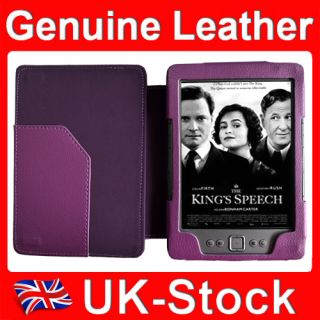 Purple Genuine Cow Leather Case Cover for  Kindle 4 4th Wifi