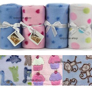 New, Soft Fleece Baby Blankets For Boys For Girls Unisex Pink White