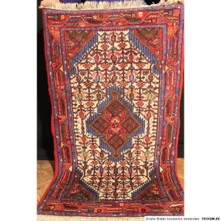 Handgeknüpfter Perser Teppich Senneh Bidjar Iran Carpet Rug 75X130cm