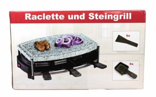 Raclette und Steingrill, mit 6 Spatel & Pfännchen   bis 6 Personen