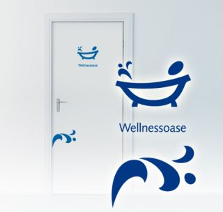 Türaufkleber Wellnessoase Wandtattoo Sticker Badezimmer Bad W782 Tür