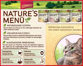 40EUR/kg)Schmusy Stehbeutel Natures Menü naturnah Katzenfutter