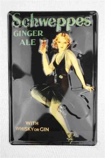 Blechschild Schweppes Ginger Ale Metallschild Softdrink Werbung 30 x