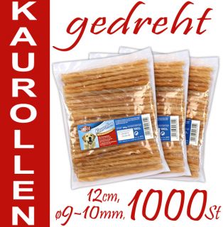 1000 Kaurollen gedreht ca. 12 cm ø 9 10mm Rinderhaut wie Kauknochen