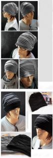 HOT Unisex Oversized Knit Baggy Beanie Hat Cap Black/Grey 2 Colours