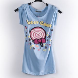 New Summer Korean Japanese Lollipop Candy Cute Jumper Casual Shirt Top