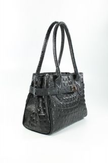 Ital Echt Leder Tasche elegante Mini Kelly Bag Handtasche schwarz